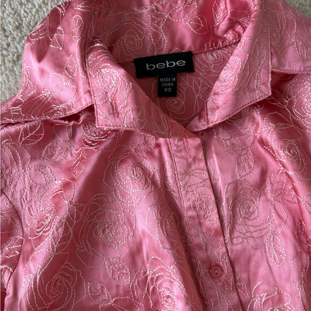 Bebe Rose Patterned Pink Shirt - Valentine’s Day